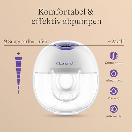 Lansinoh tragbare elektrische Milchpumpe für Mütter - handsfree & leise abpumpen - wiederaufladbarer Akku - einfache Rei