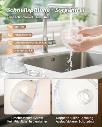 KISSBOBO Elektrische Milchpumpe Doppel 320mmHg Stark Saugleistung 4 Modi 19 Stufen Schmerzfrei Freihändig (Beige 2 Stück