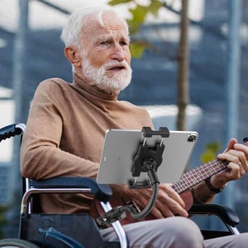 Oilcan Metall Flexible Tablet Halterung für Rollstuhl - Kinderwagen, Fahrrad, Laufband - Adaptables Halterungssystem für