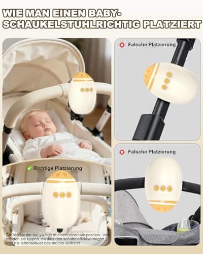 Kinderwagenschaukler White Noise Machine mit Baby Rocker - 11 Beruhigende Klänge, Wiederaufladbar & Bluetooth Funktion