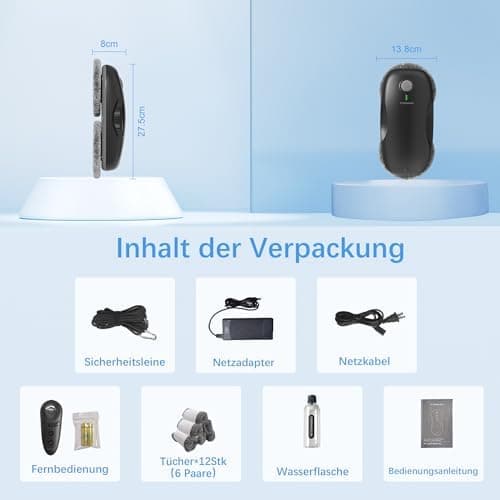 Tosima W2 Fensterputzroboter 3800 PA - automatischer Fensterroboter mit Fernbedienung, intelligenter Navigation und Kant