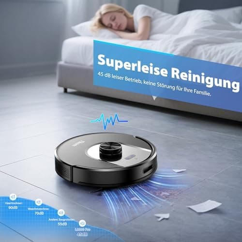 Tikom L8000 Pro - 6000PA Staubsauger Robot mit LiDAR-Navigation und 150Min Einsatzzeit für Saubere Tierhaare, Teppiche u