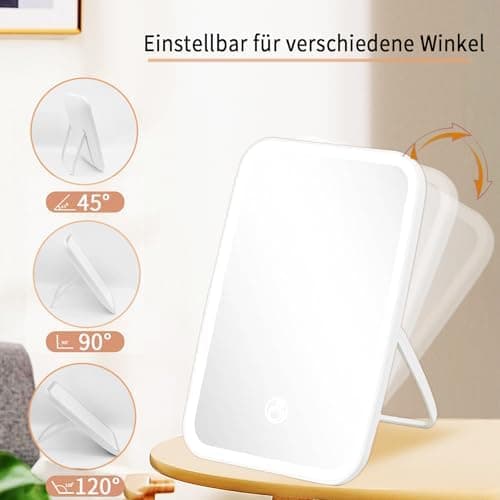 Kosmetikspiegel mit Beleuchtung Wiederaufladbarer 3 Farblichter für Zuhause und Reise