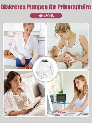 Lulia Elektrische Milchpumpe Handsfree 4 Modi 350mmHg Starke Absaugung (2Packs)