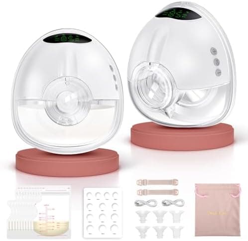 Lulia Elektrische Milchpumpe Handsfree 4 Modi 350mmHg Starke Absaugung (2Packs)