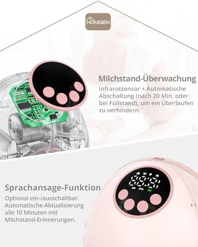 HOMGEN Elektrische Brustpumpe 2 Stück Mit 4 Modi und Hands-Free LED-Anzeige für Mütter