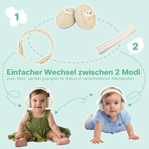 BEBOAN 2 in 1 Baby Gehörschutz - Sicher und komfortabel für Kleinkinder bei Lern und Schlaf
| BEBOAN Baby Kopfhörer mit