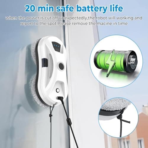 Fensterputzroboter mit Sprühfunktion Automatischer 5600Pa Elektrischer Fensterreiniger White 10x Lappen Fernbedienung In