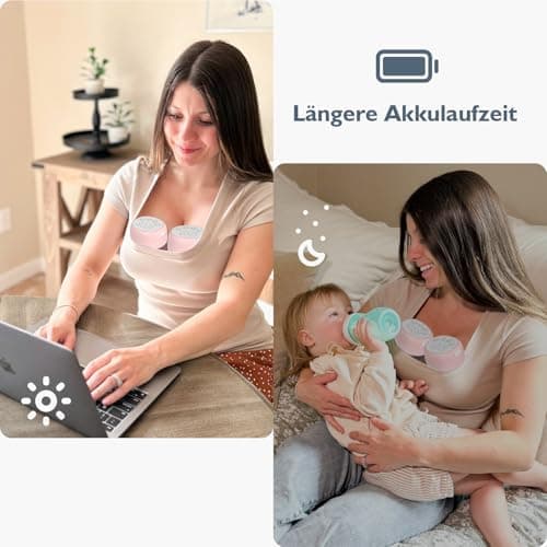 MOMMED Elektrische Milchpumpe MY-385, Doppel Freihändig, 4 Modi & 12 Stufen, Auslaufsicheres Design