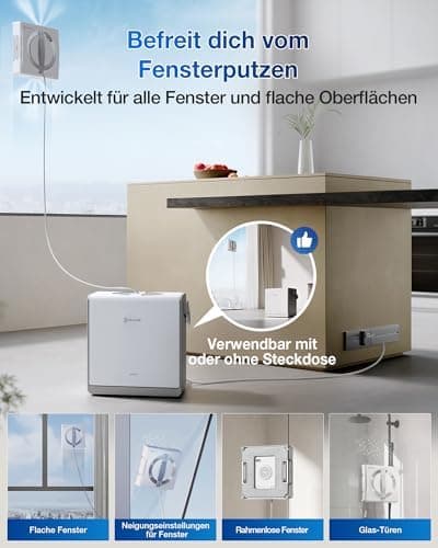 EcoVacs WinBot W2 Pro Fensterputzroboter Weiß +6-in-1 Multifunktionsstation +Aufladen im Betrieb +3-Düsen-Sprüheskopf +W