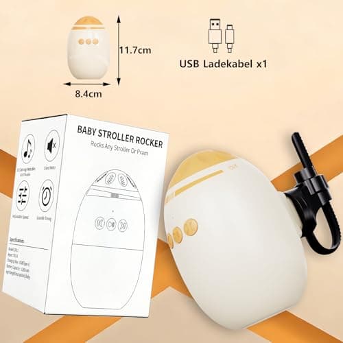 Kinderwagenschaukler Mit Bluetooth | Wiederaufladbar |Universell Für Kinderwagen & Buggy | Leise Schaukel | Einstellbare