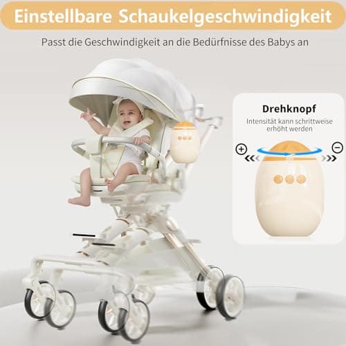 Kinderwagenschaukler Mit Bluetooth | Wiederaufladbar |Universell Für Kinderwagen & Buggy | Leise Schaukel | Einstellbare