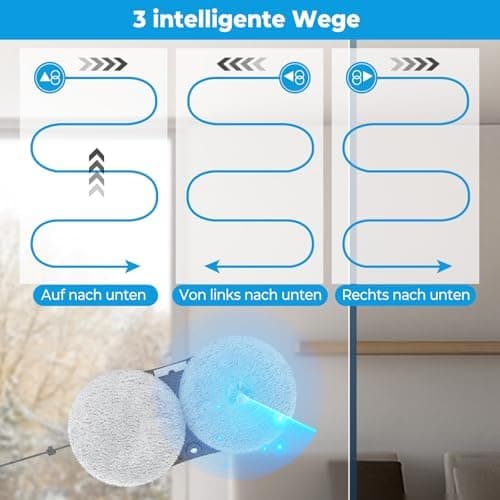 Fensterputzroboter 5600 Pa | Automatische Doppel-Sprühfunktion | 3 Reinigungsmodi | Glas und Spiegel | Sicherheitssystem