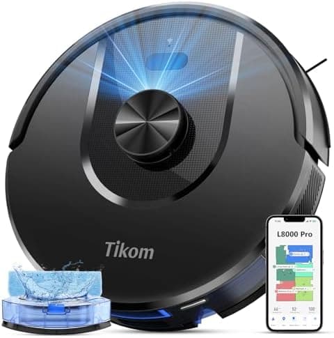 Tikom L8000 Pro - 6000PA Staubsauger Robot mit LiDAR-Navigation und 150Min Einsatzzeit für Saubere Tierhaare, Teppiche u