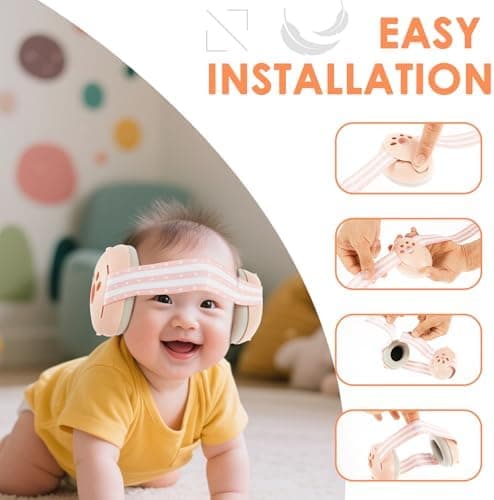 Gehörschutz Baby Lärmschutz 2 in 1 Kopfhörer mit Verstellbarem Kopfband und Gepolsterten Ohrenschützern für Babys bis 48