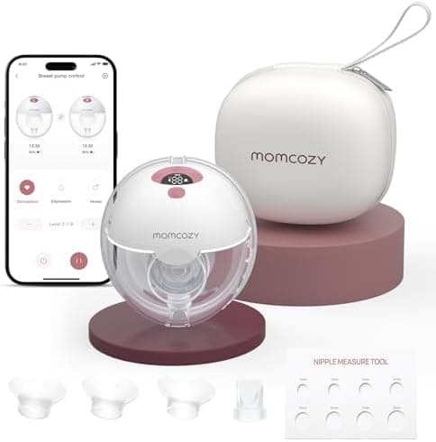 Momcozy M5 Milchpumpe Elektrisch Freihändig, 24 mm(1, Grau), Doppelt Abgedichteter Flansch, 3 Modi, 9 Stufen, Tragbar Br