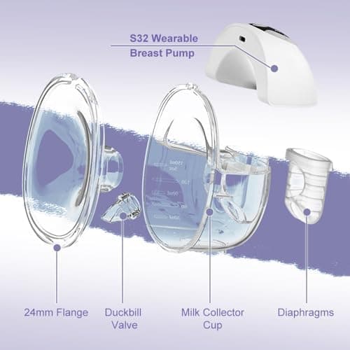 S32 Milchpumpen-Ersatzteile Kompatibel mit Nuliie 32, Lansinoh Discreet Duo & NICEGREEN Life - Flansch, Ventile, Membran