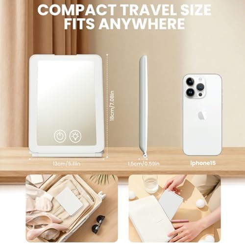 Kosmetikspiegel mit Beleuchtung 72 LED Dimmbar 3 Farbensuitcase-Friendly 1500mAh USB Aufladbar für Schminktisch und Reis