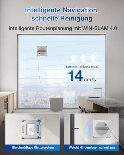 ECOVACS WINBOT W2S Omni Fensterputzroboter für Intelligente Reinigung mit TruEdge™, automatisches Aufladen, DREI Wasserd