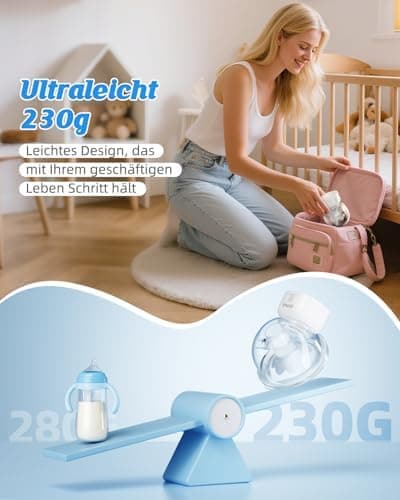 ANWIKE Elektrische Milchpumpe Handsfree für Schmerzfreies Pumpsen, ideal für Fahren und Reisen - 4 Modi 9 Stufen, 230g l