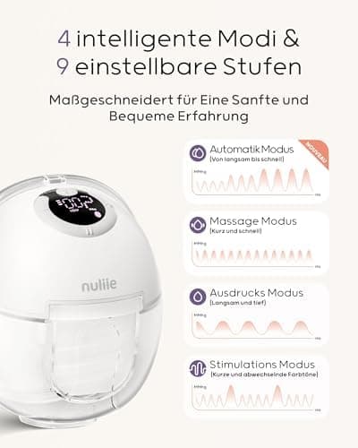 Elektrische Milchpumpe Nuliie S32 Elektrisch tragbar und frei.handig mit Ersatzzubehör