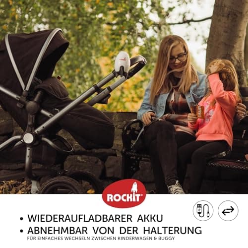ROCKIT Kinderwagenschaukler SET - Das Original für einschlafnde Bälle - wiederaufladbar via USB, stufenlos einstellbar &