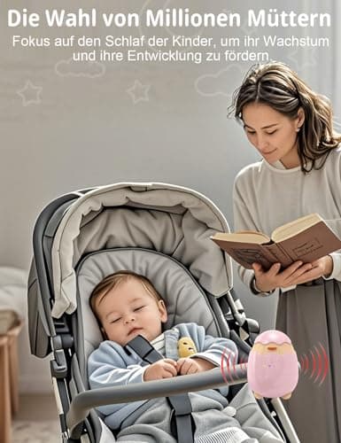 Robofun Kinderwagenschaukler - Schlafhilfe für Babys, USB-C Aufladbar, Elektrische Tragbare Schaukelfunktion im Rosaesig