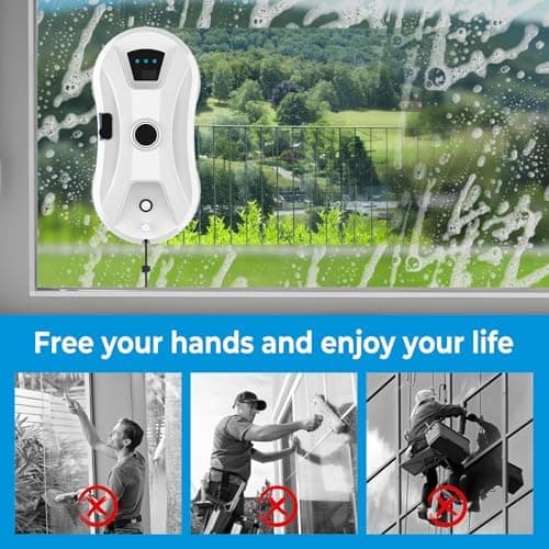 Fensterputzroboter mit Sprühfunktion Automatischer 5600Pa Elektrischer Fensterreiniger White 10x Lappen Fernbedienung In