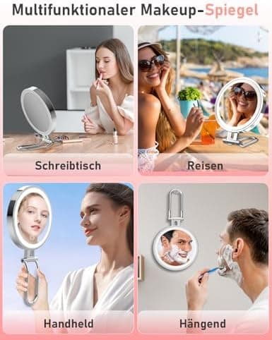 Robofun Kosmetikspiegel mit Beleuchtung 1X/10X Vergrößerung 3 Farblichter 3000mAh Metall Gehäuse  
Robofun Schminkspiege