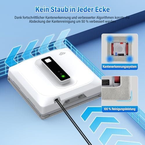 Fensterputzroboter mit Zwei Düsen & Sprühfunktion für Professionelle und Bequemlichkeit, 100 ml Wassertank, Sicherheits