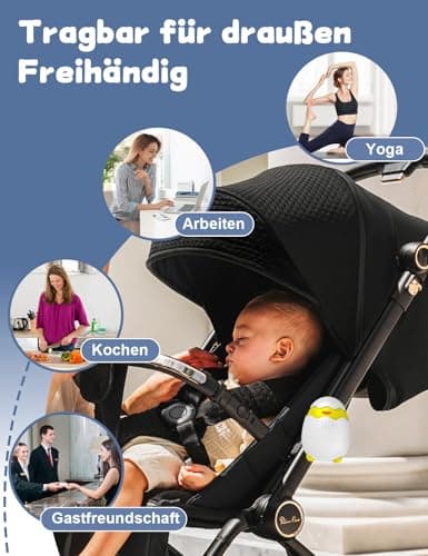 Robofun Kinderwagenschaukler - Elektrische Schlafhilfe für Babys, USB-C Aufladbar, 5 Einstellbare Schaukelintensitäten