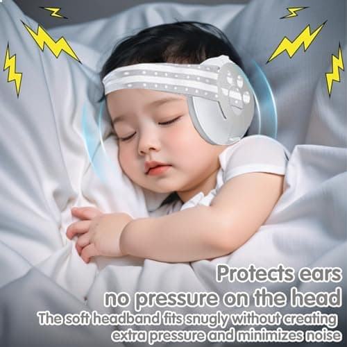 Baby Gehörschutz Schutz vor Lärm für Neugeborene, mit Rutschfester Verstellbarer Stirnbänder, ideal zum Schlafen und Re