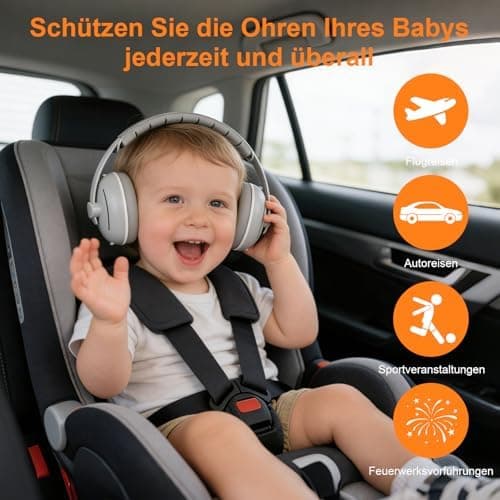 2-in-1 Gehörschutz Baby 25dB Geräuschreduktion & Verstellbares Rutschfestes KopfbandFür Babys bis 48 Monate ideal für Al