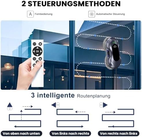 Fensterputzroboter 2025 - 6000Pa Doppeldüsen-Sprühfunktion, Kanten Erkennung und Stromausfallschutz für Fenster/Fliesen