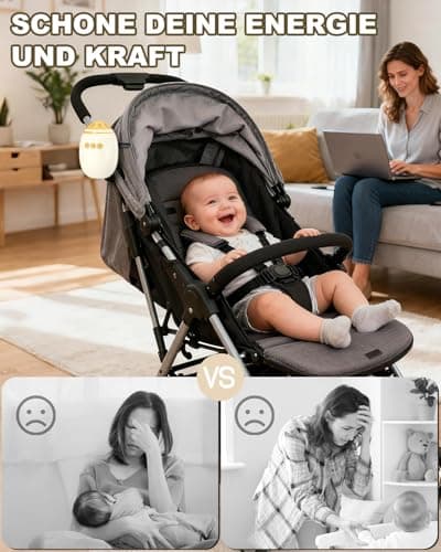 Kinderwagenschaukler White Noise Machine mit Baby Rocker - 11 Beruhigende Klänge, Wiederaufladbar & Bluetooth Funktion