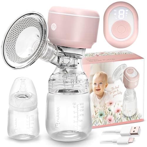 Nukido Milchpumpe Elektrisch - Elektrisch, 3 Modi, tragbar, LED-Anzeige, BPA-Frei, Silikon, Beige, Gold, Futtermilch-Spü