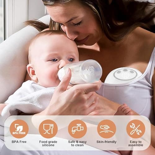 TOPCHANCE Elektrische Milchpumpe Leise & Tragbar für Mamas mit 12 Saugstufen & 2 Flanschkomponenten