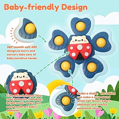 Vanmor Saugnapf Spinner Spielzeug für Baby -sensorische Spielzeug für Kleinkinder 1-3 Geburtstagsgeschenk -Saugspielzeug