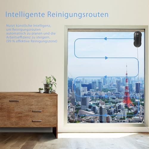 Tosima W2 Fensterputzroboter 3800 PA - automatischer Fensterroboter mit Fernbedienung, intelligenter Navigation und Kant