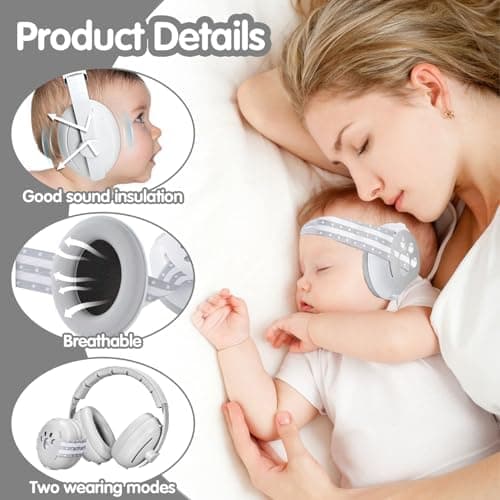Baby Gehörschutz Schutz vor Lärm für Neugeborene, mit Rutschfester Verstellbarer Stirnbänder, ideal zum Schlafen und Re