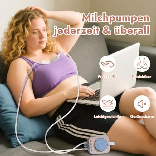 NCVI Elektrische Milchpumpe Freihändig – Leise Doppelmilchpumpe mit Leak-Proof und 9 Stufen Regulierbarkeit für Mama, Bl