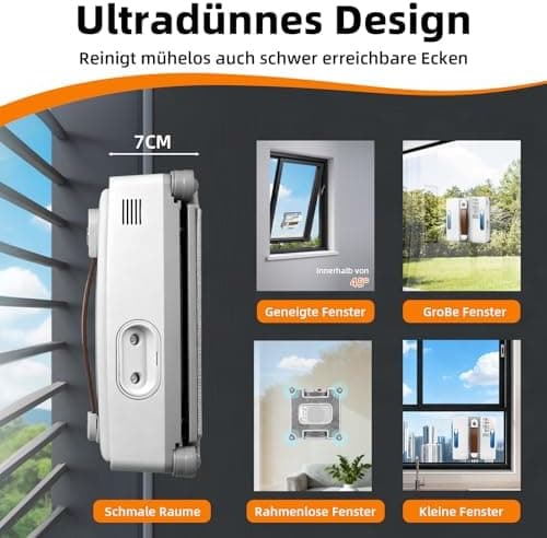 Fensterputzroboter mit Vier Düsen | Hochleistender 500 Pa Sauger | Intelligente Reinigungswege | Kantenerkennung und Aut