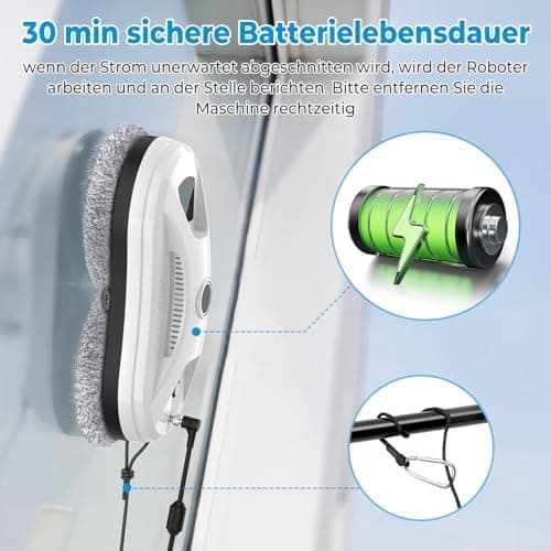 Fensterputzroboter 5600 Pa | Automatische Doppel-Sprühfunktion | 3 Reinigungsmodi | Glas und Spiegel | Sicherheitssystem