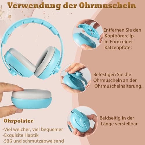 2-in-1 Gehörschutz für Babys & Kleinkinder - Lärmschutz-Kopfhörer mitANTI-SLIP-Kopfband & Verständnisverbesserter Sprach