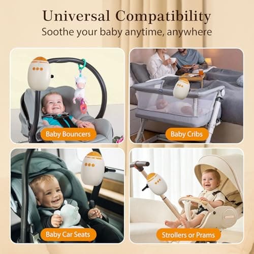 Kinderwagenschaukler Handfreie Babywippe Elektrisch 45-Min Timer USB-C Wiederaufladbar White Noise Machine 11 Beruhigend