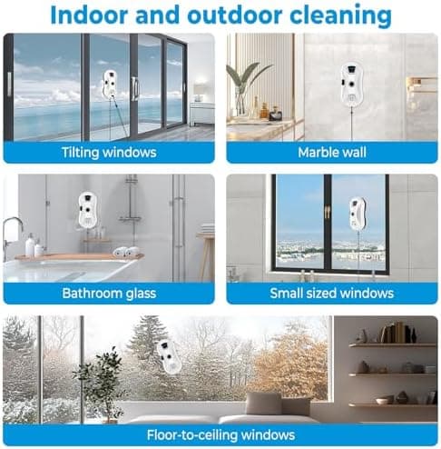 Fensterputzroboter mit Sprühfunktion Automatischer 5600Pa Elektrischer Fensterreiniger White 10x Lappen Fernbedienung In
