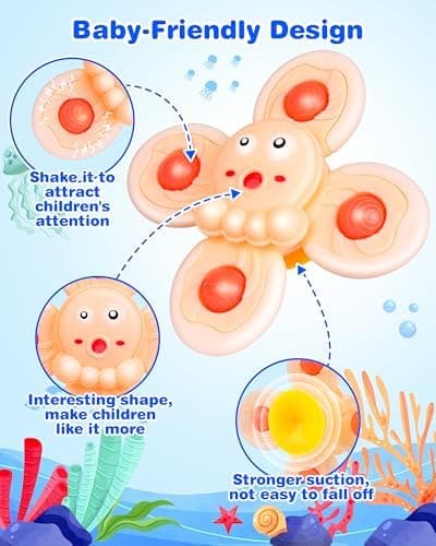 Saugnapf Spinner Spielzeug für Baby - 4 Stück Sensorik Spielzeug - Weihnachten Geburtstag Geschenke für Kleinkinder