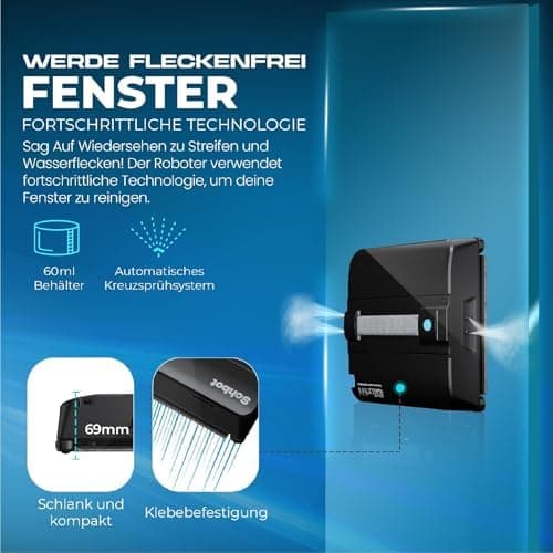 Wind X3 Fensterputzroboter - Intelligenter Sprüheroboter für Glasflächen, geeignet für Innen- und Außenseitern, ohne Rah