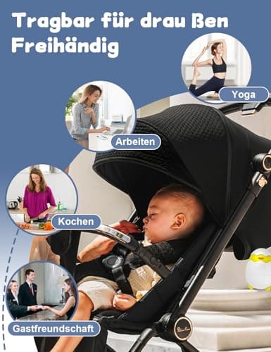 Robofun Kinderwagenschaukler - Elektrisch USB-C Aufladbar, 5 Einstellbare Schaukelintensitäten, Portabel für Babys