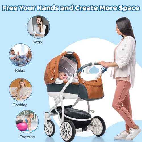 Kinderwagenschaukler: Elektrischer Kinderwagen Rüttler mit Timer und Einstellbaren Schaukelintensitäten USB-C Aufladbar